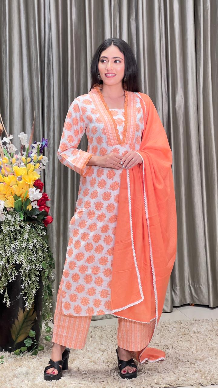 DAILY WEAR, PRINTED COTTON KURTA SET