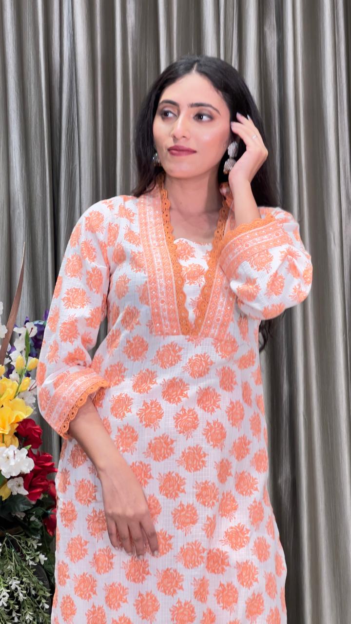 DAILY WEAR, PRINTED COTTON KURTA SET