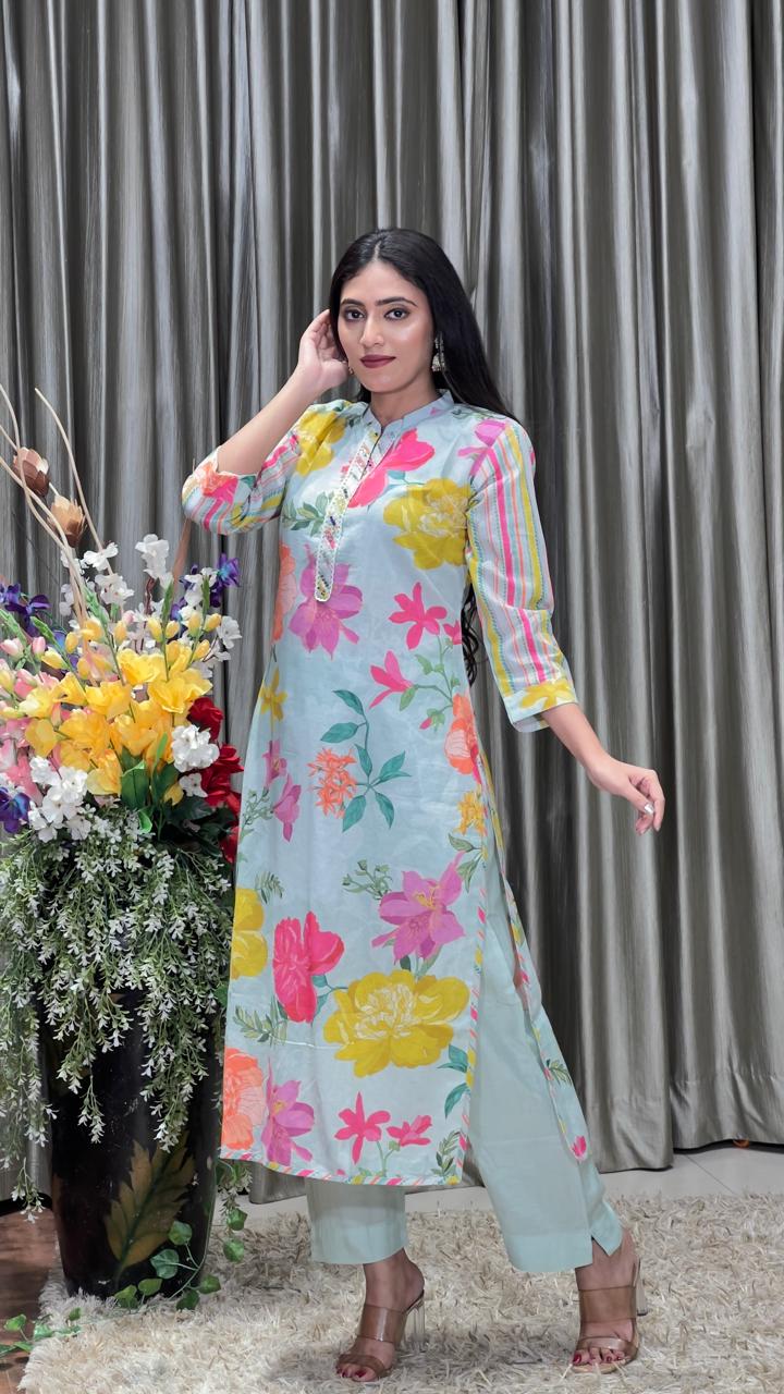 Daily wear printed cotton kurta set