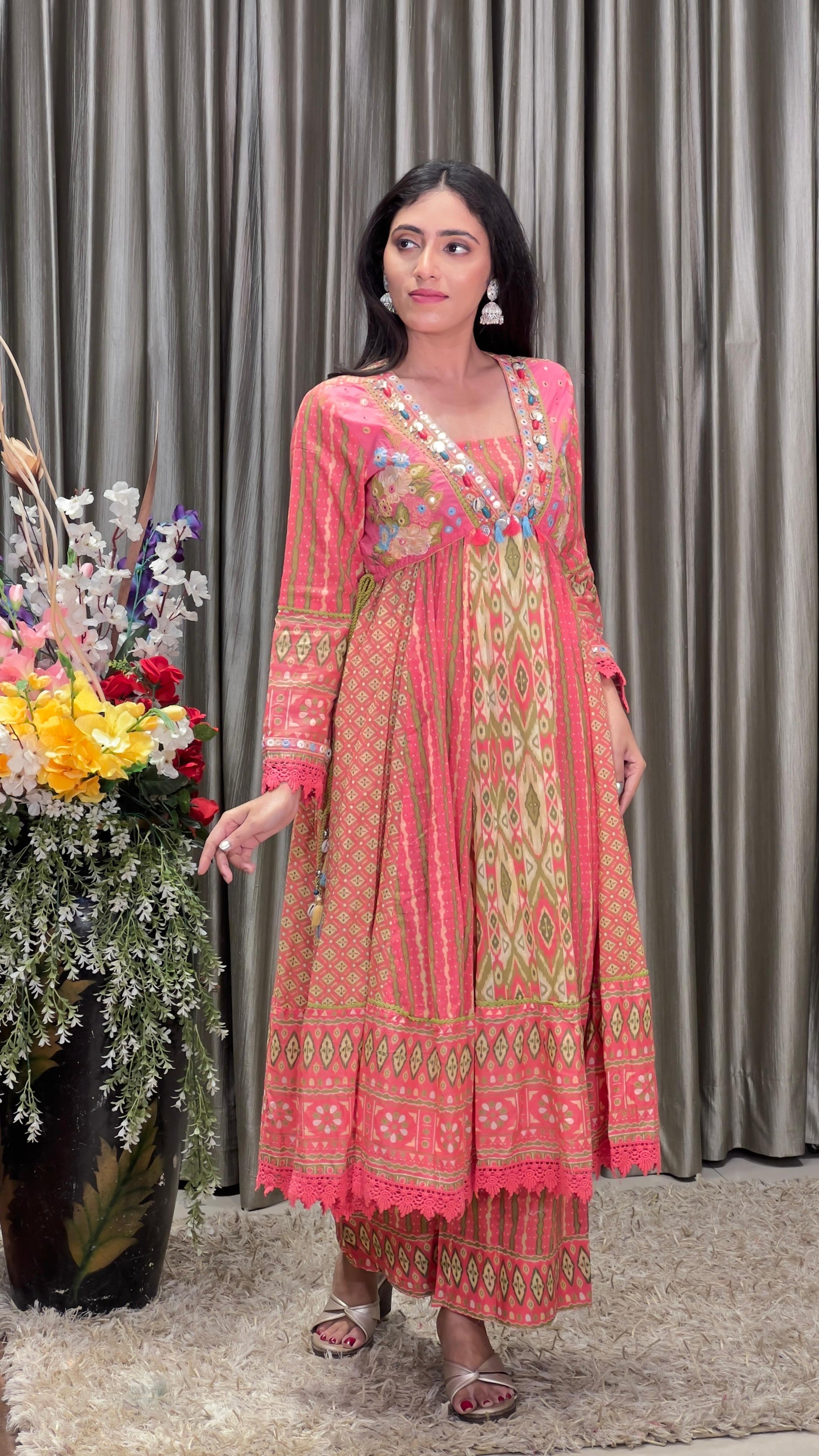 printed cotton regular fit women's kurta set