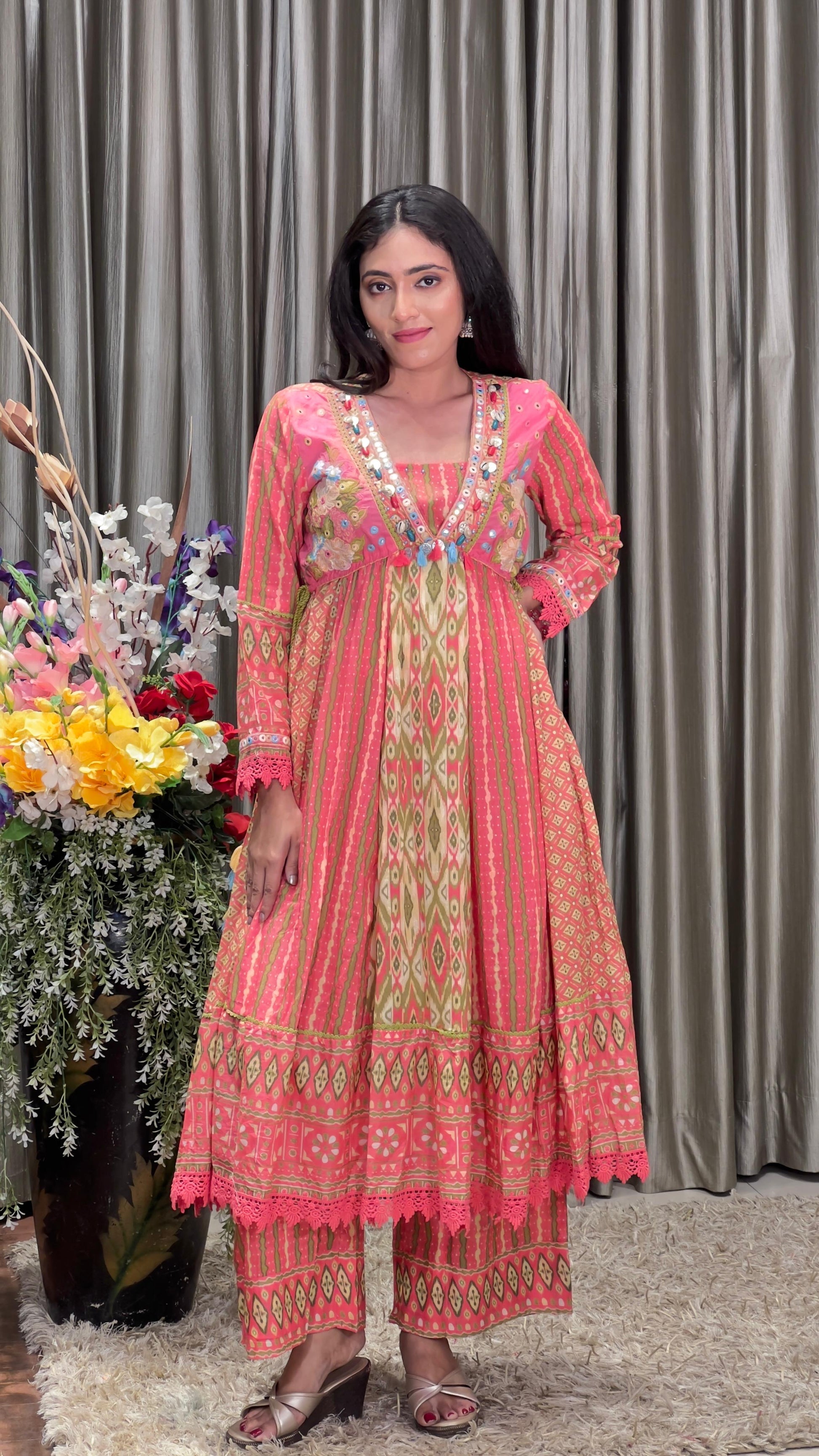printed cotton regular fit women's kurta set