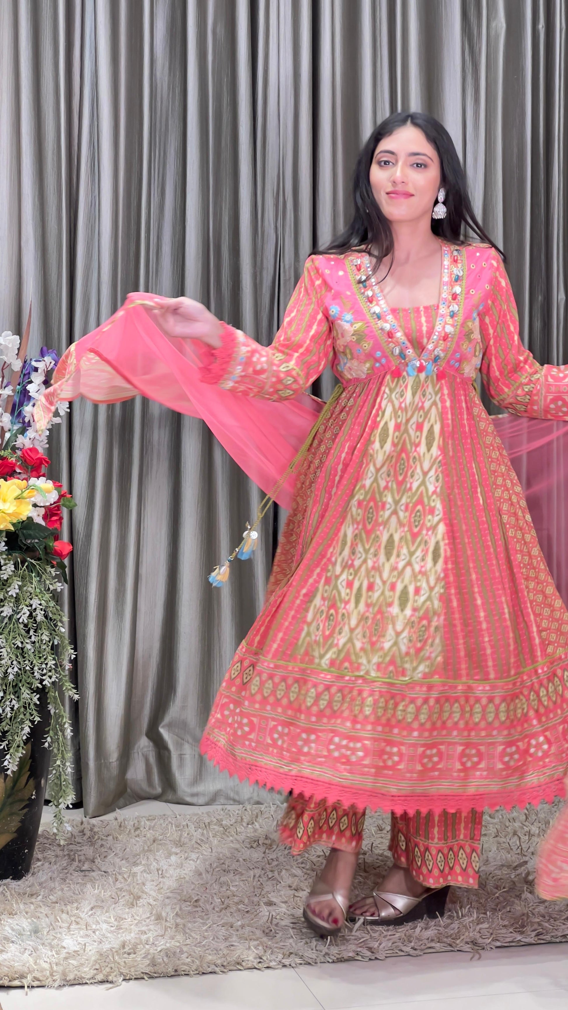 printed cotton regular fit women's kurta set