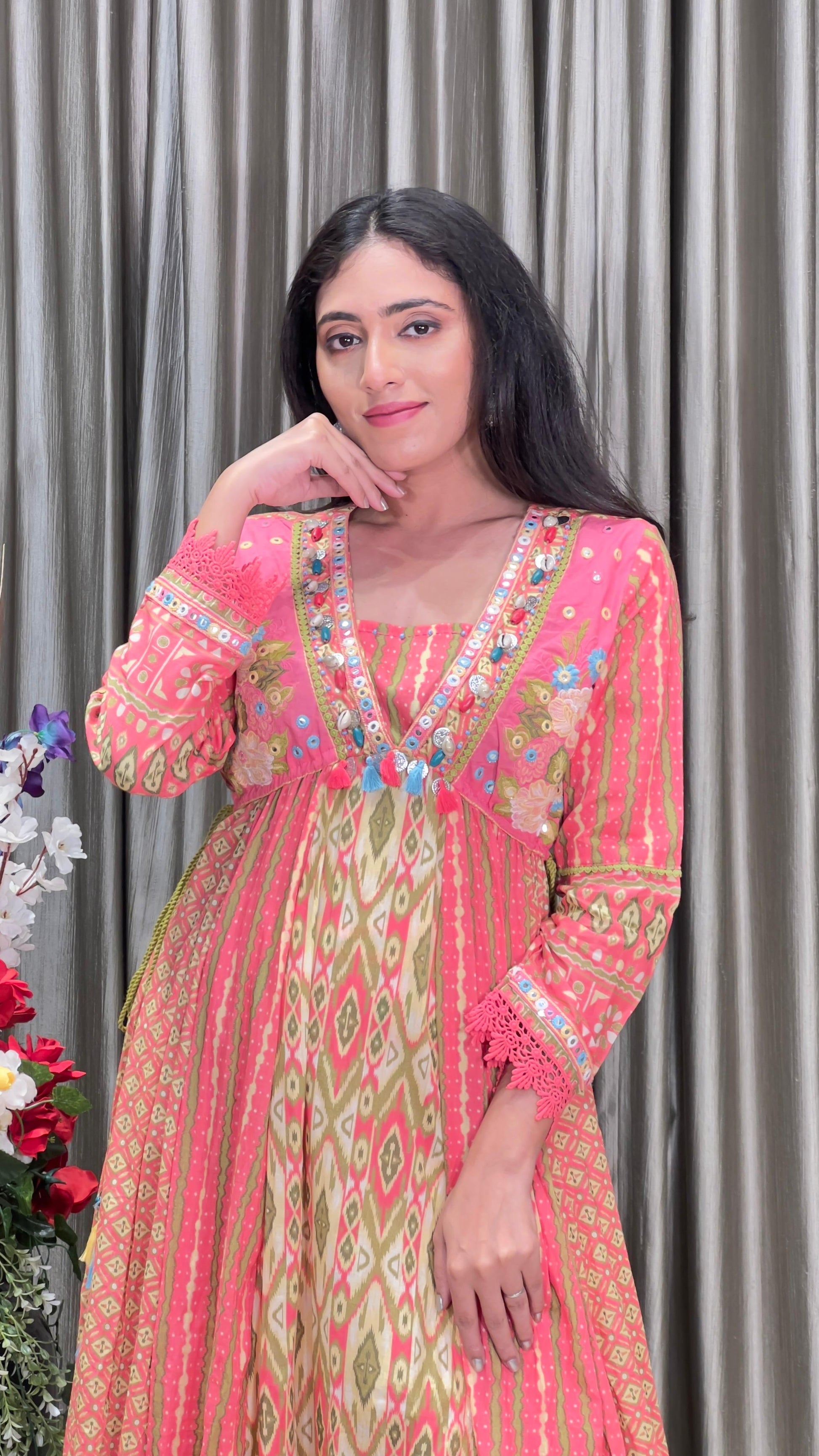 printed cotton regular fit women's kurta set