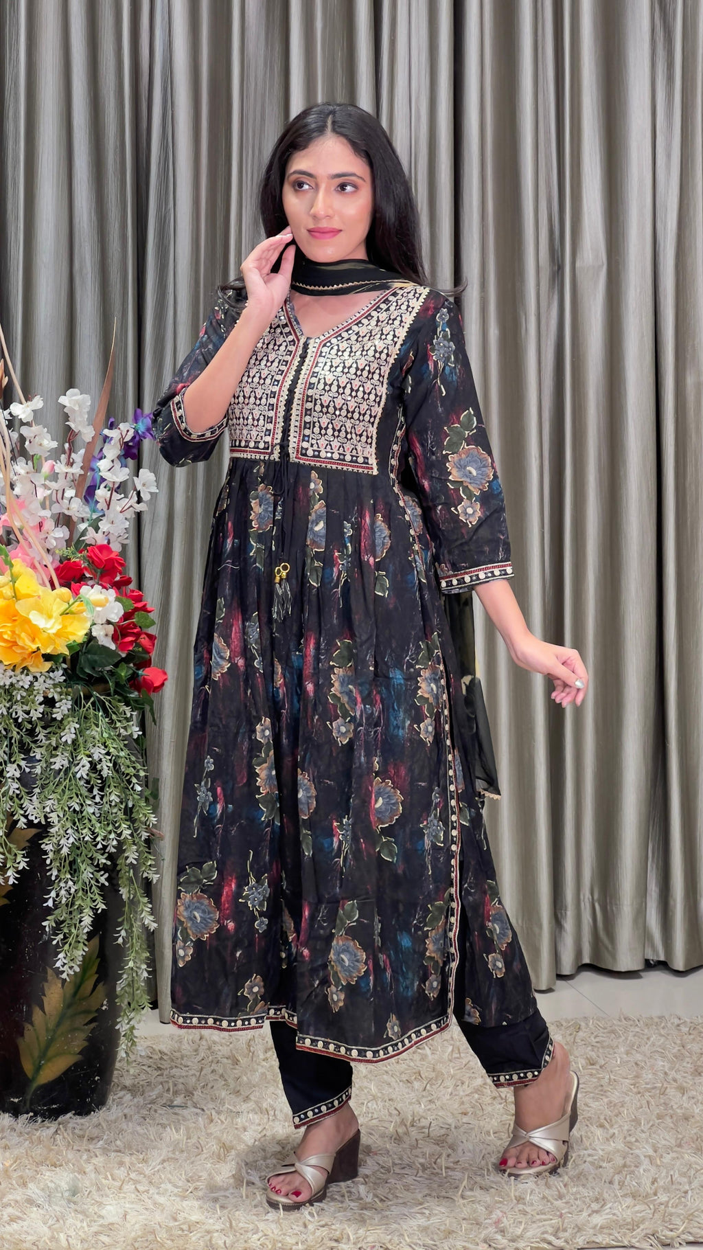 A-LINE PRINTED COTTON KURTA SET