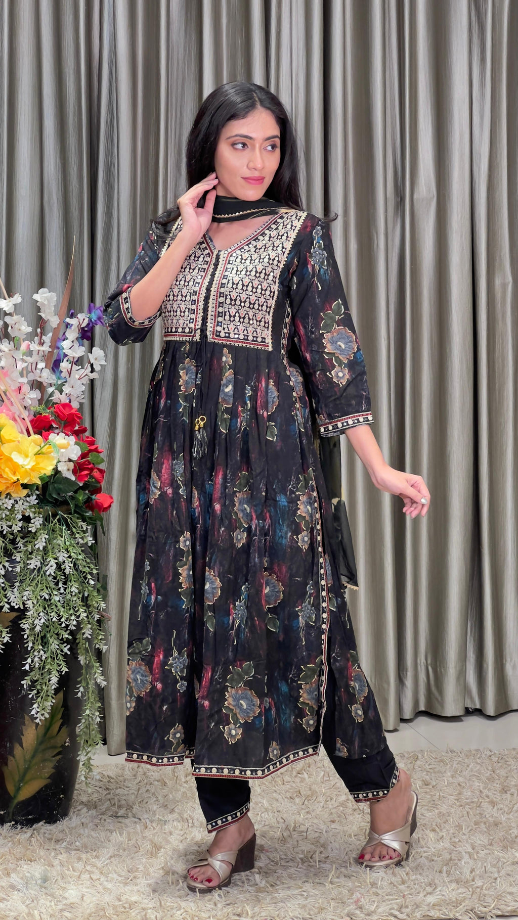 A-LINE PRINTED COTTON KURTA SET
