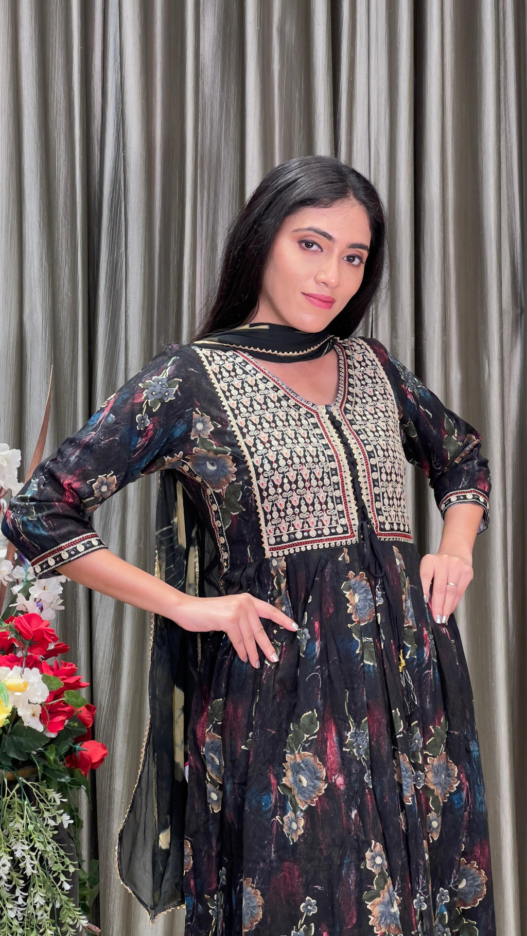 A-LINE PRINTED COTTON KURTA SET