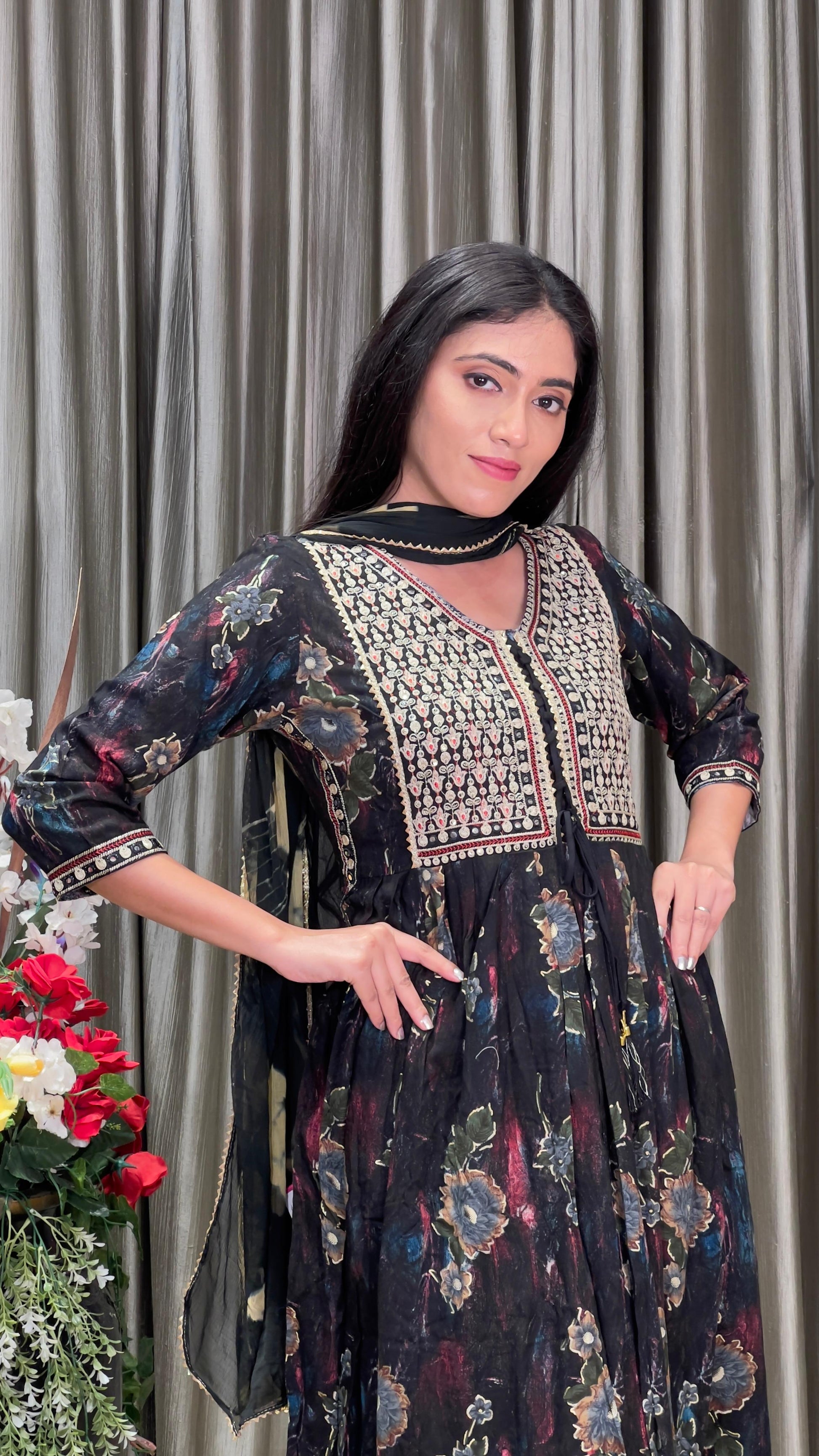 A-LINE PRINTED COTTON KURTA SET