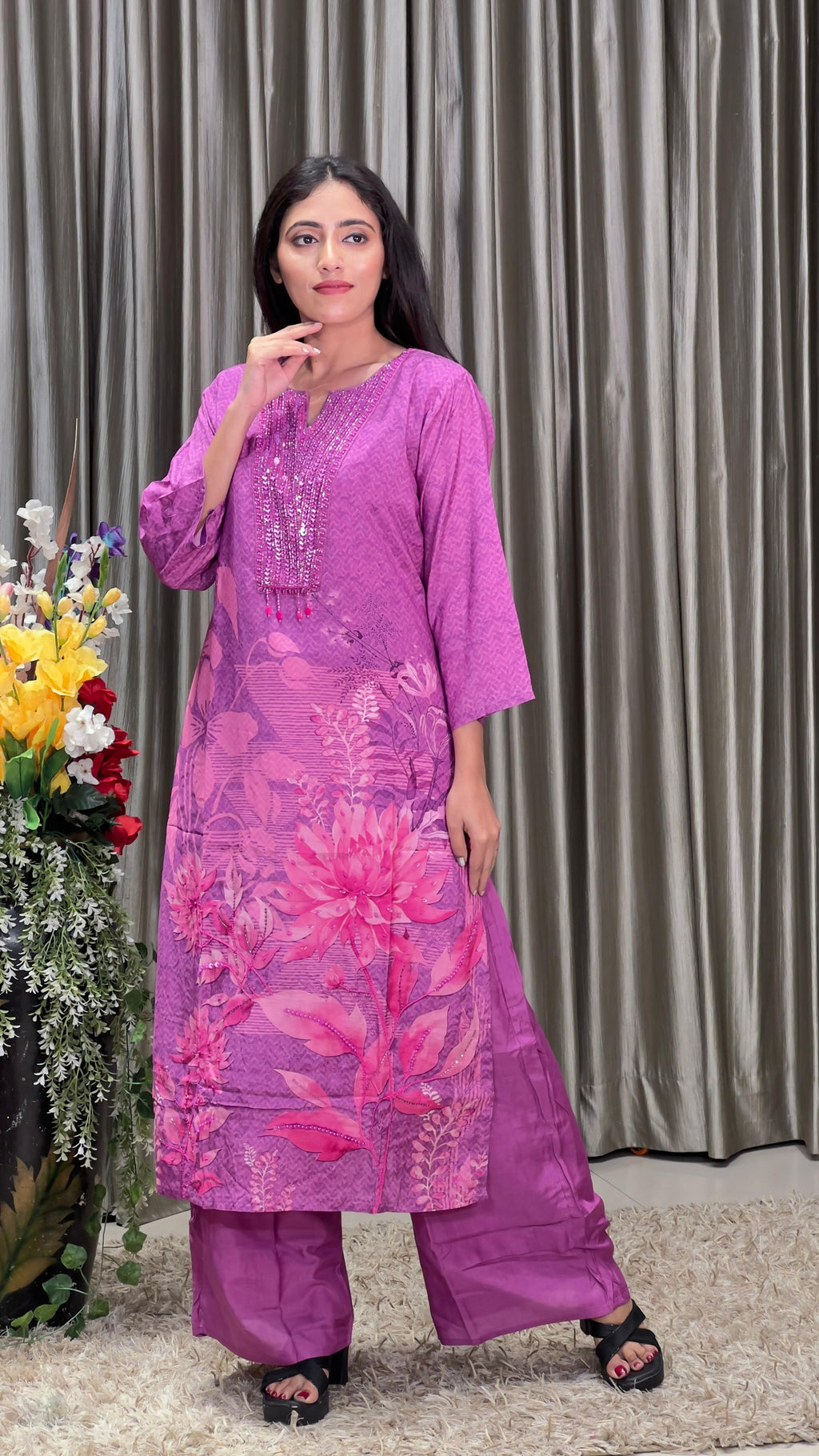 SEMI PARTY WEAR KURTA SET, FESTIV TRADITIONAL, FUNCTIONAL OUTFIT