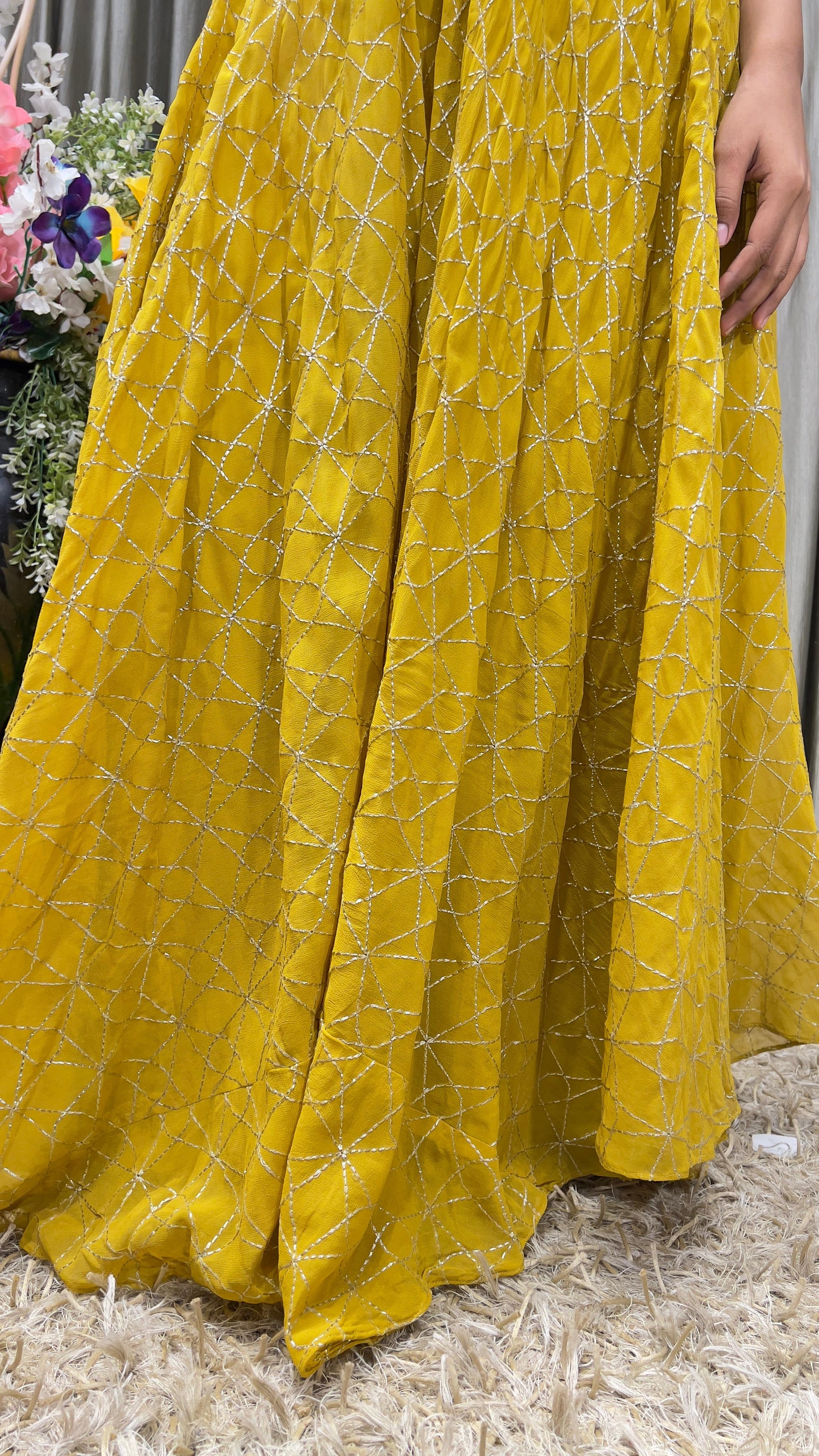 HALDI,MEHNDI,SANGEET,PARTY WEAR,FUNCTIONAL,INDO-WESTERN,CROP TOP PALAZZO SUIT