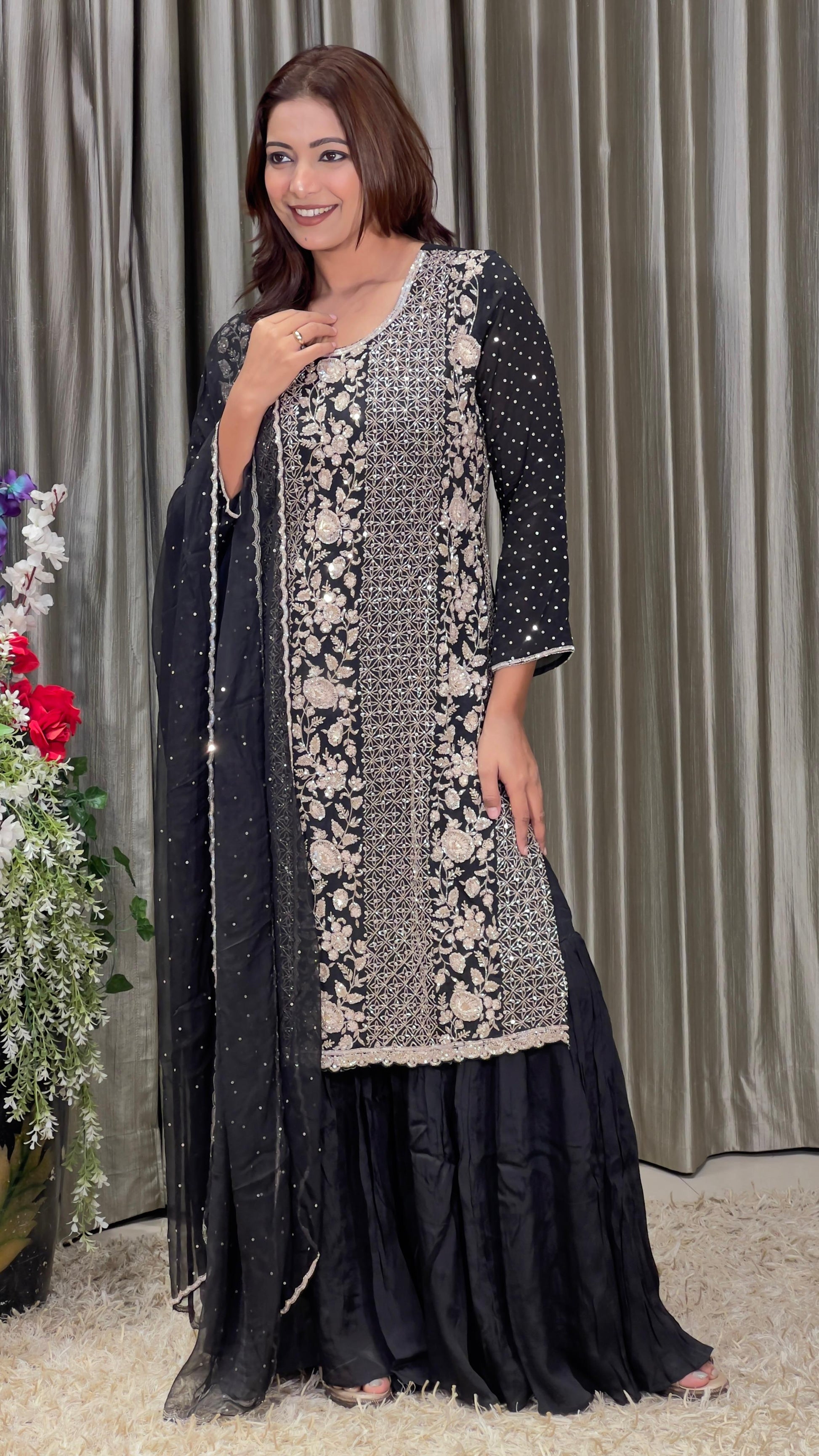 COCKTAIL PARTY WEAR GHARARA SUIT