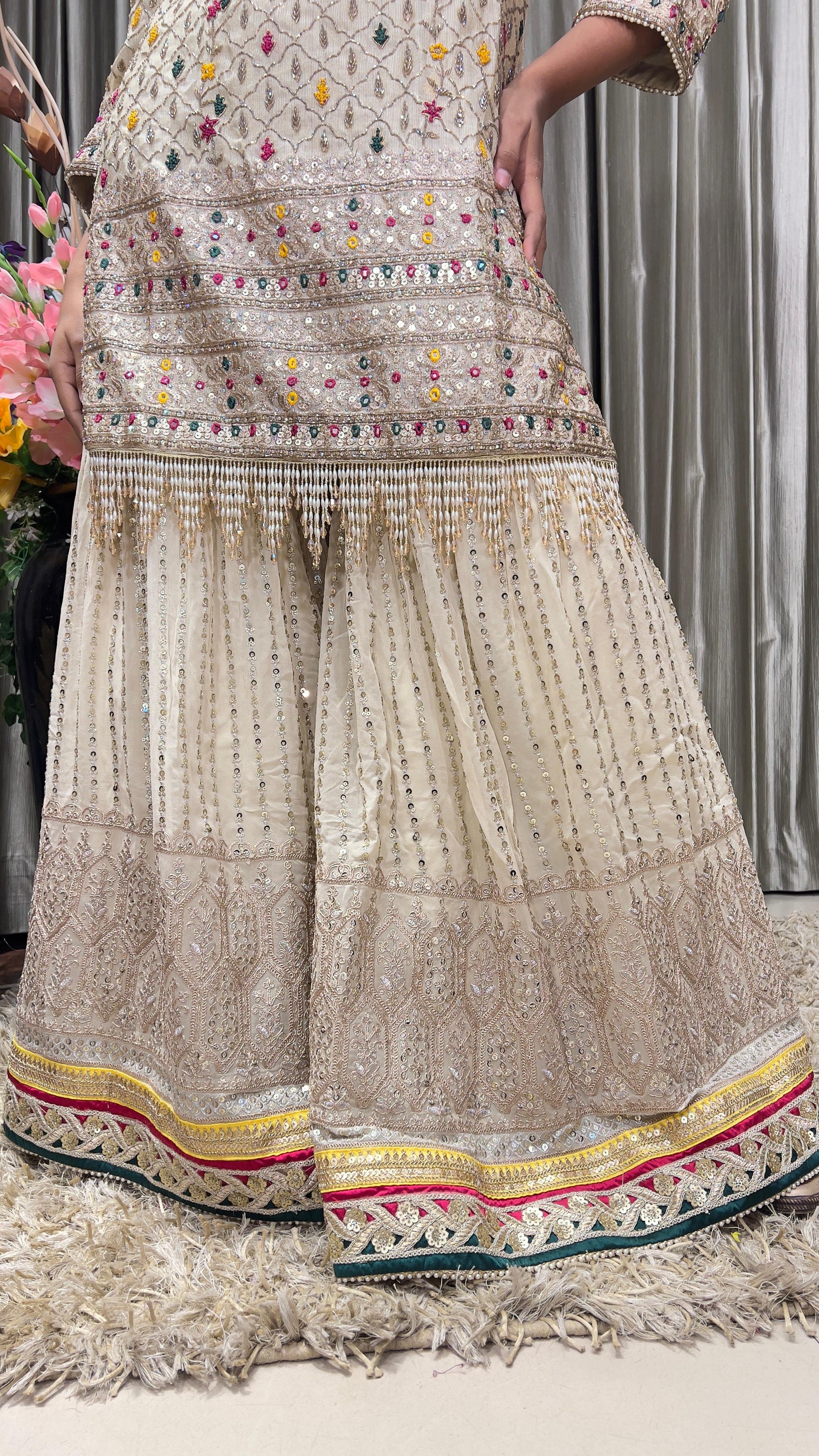GHARARA STYLE OUTFIT,WEDDING,FESTIVE CELEBRATION,RECEPTION,PARTY WEAR