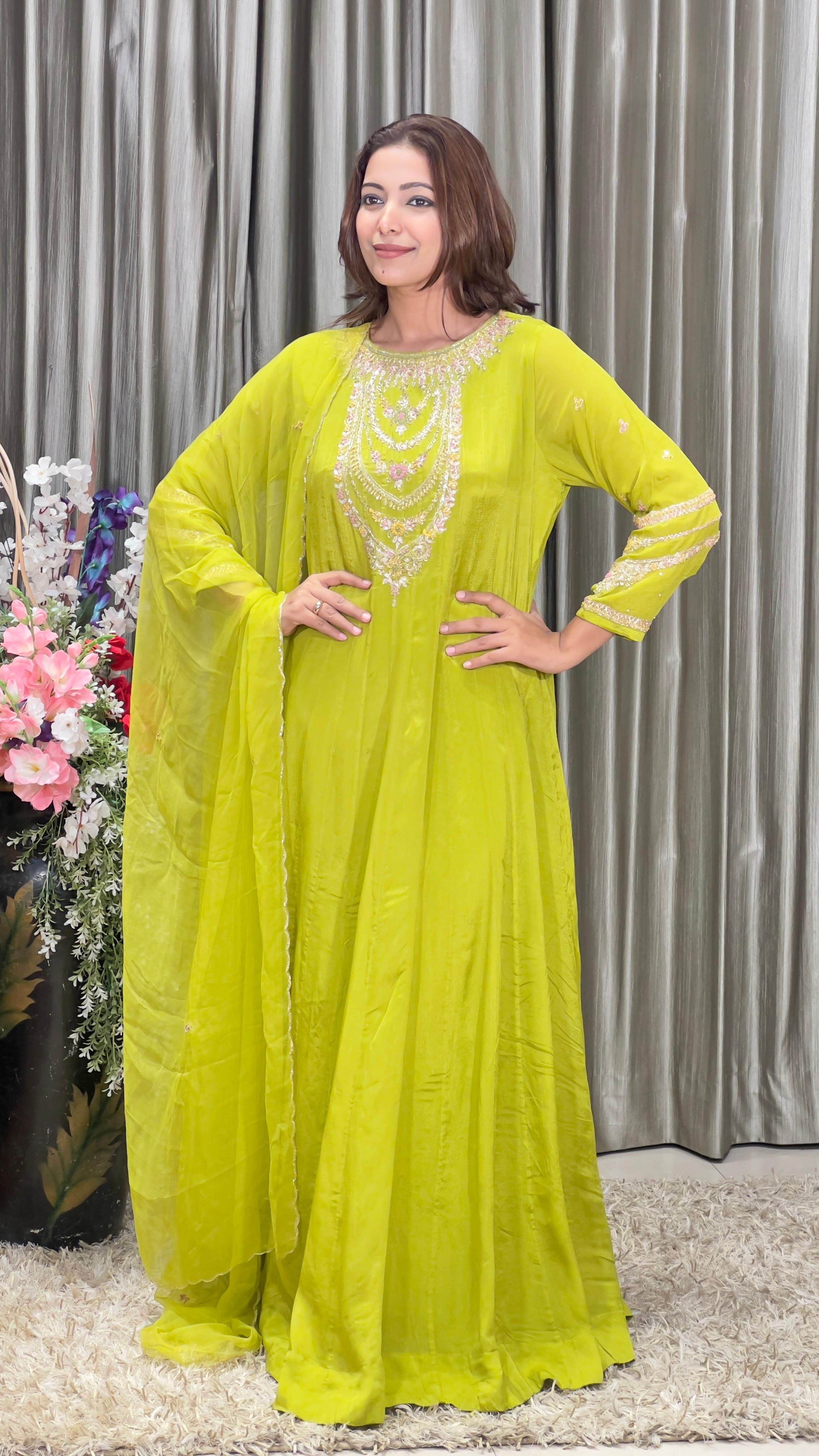 FLOOR TOUCH GOWN PARTY WEAR DRESS