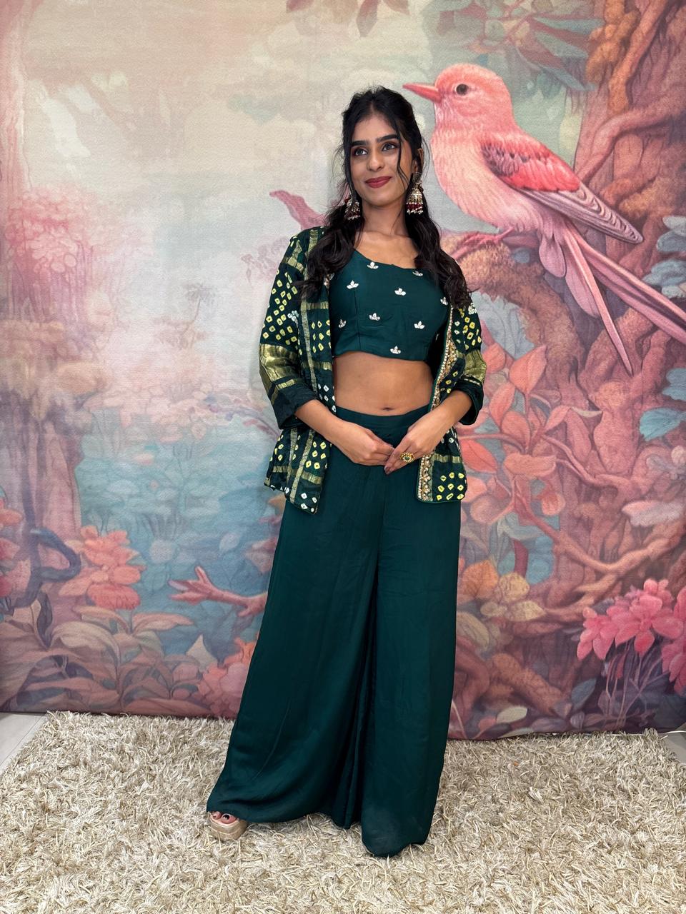 INDO-WESTERN JACKET STYLE HALDI,MEHNDI OUTFIT