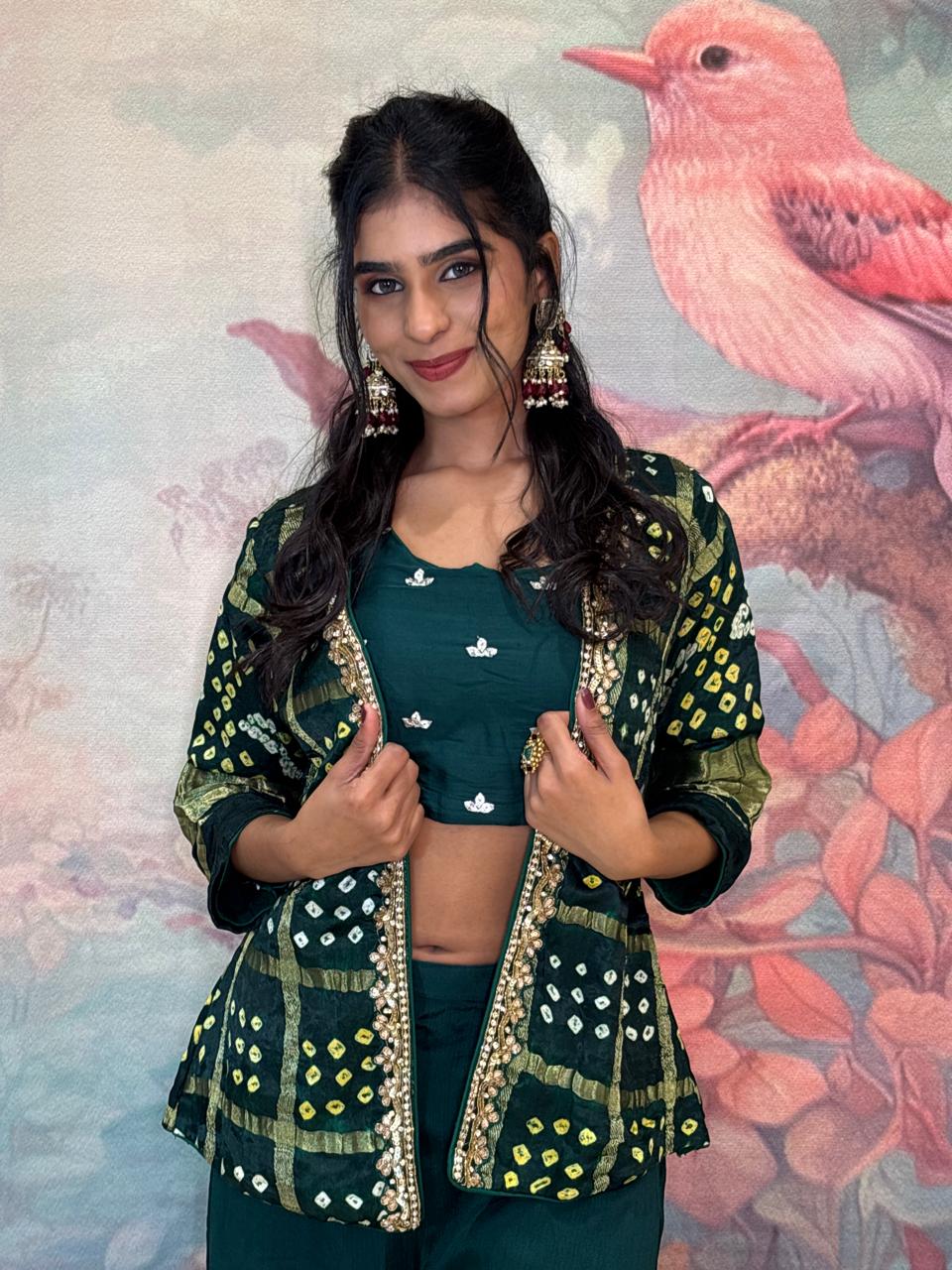 INDO-WESTERN JACKET STYLE HALDI,MEHNDI OUTFIT