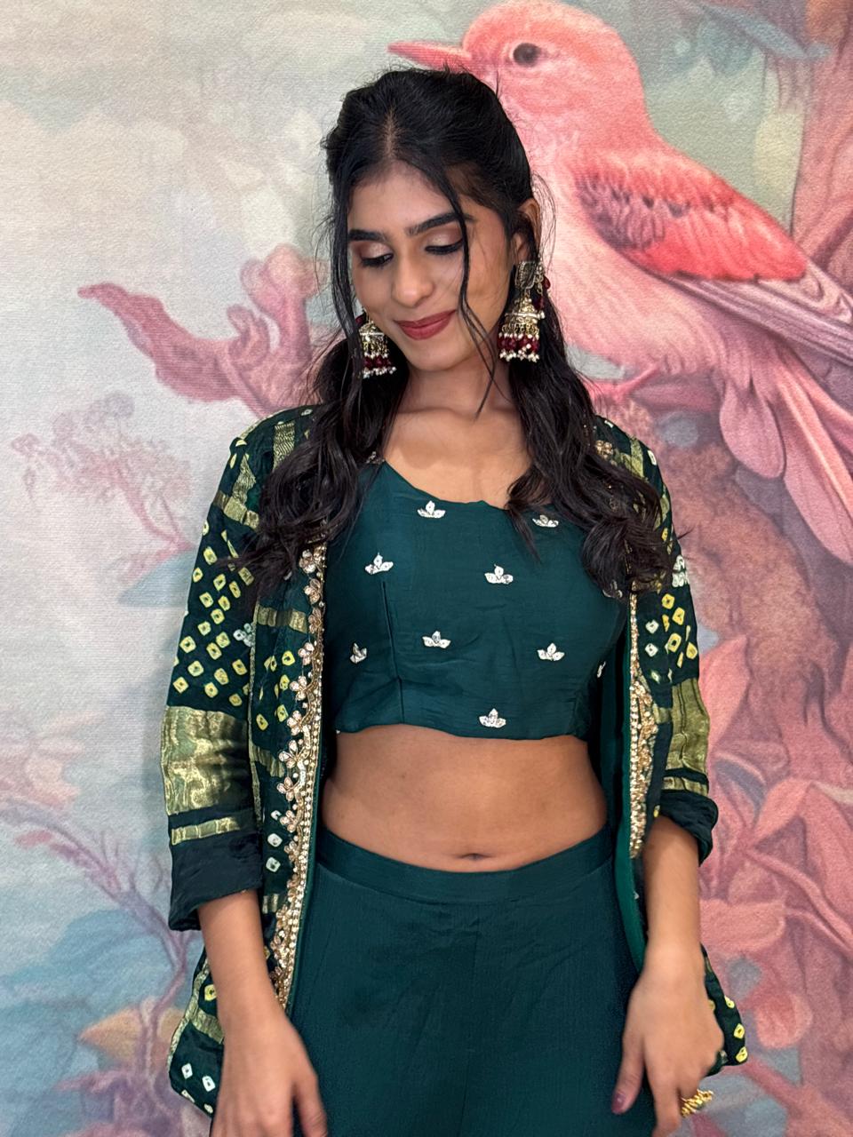 INDO-WESTERN JACKET STYLE HALDI,MEHNDI OUTFIT