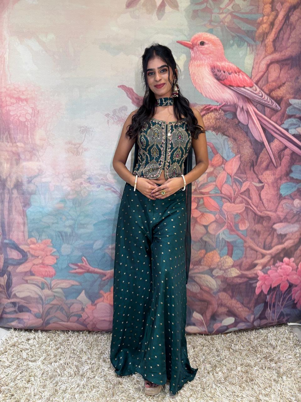 INDO-WESTERN MEHNDI,HALDI EVENING OUTING PARTY WEAR OUTFIT