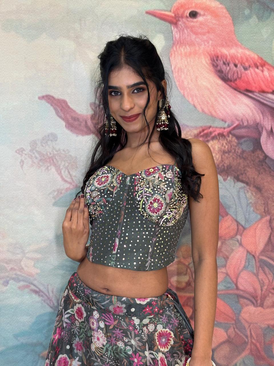 DESIGNER CORSET STYLE LEHENGA CHOLI,MEHENDI,HALDI,SIDER WEAR OUTFIT