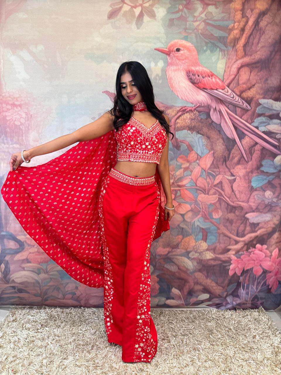 INDO-WESTERN DRAPE STYLE DESIGN HALDI,MEHENDI,PARTY WEAR