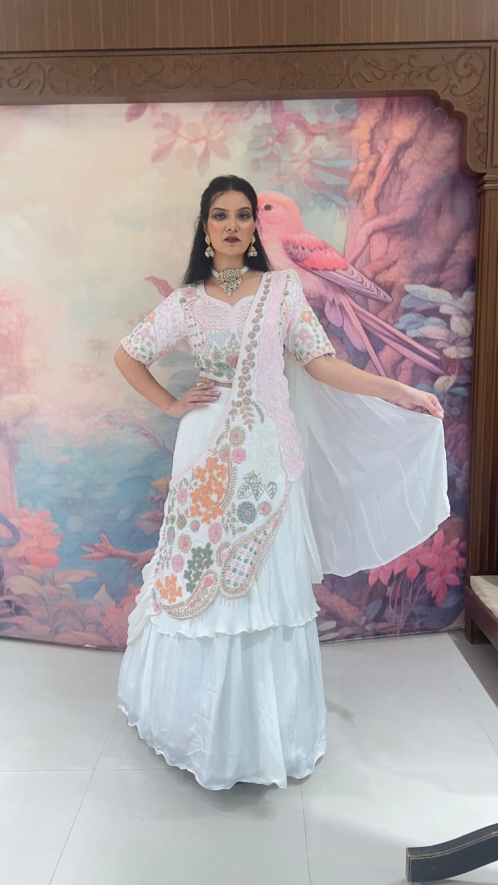 DESIGNER DRAPE LEHENGA CHOLI PARTY WEAR