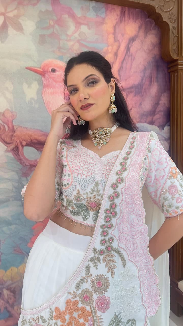 DESIGNER DRAPE LEHENGA CHOLI PARTY WEAR