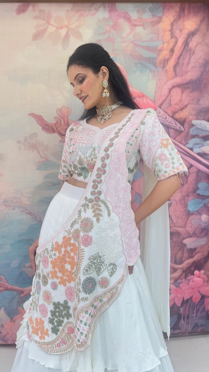 DESIGNER DRAPE LEHENGA CHOLI PARTY WEAR