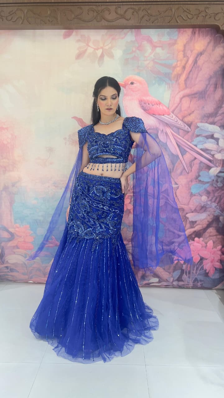 DESIGNER MERMAID FISH CUT LEHENGA
