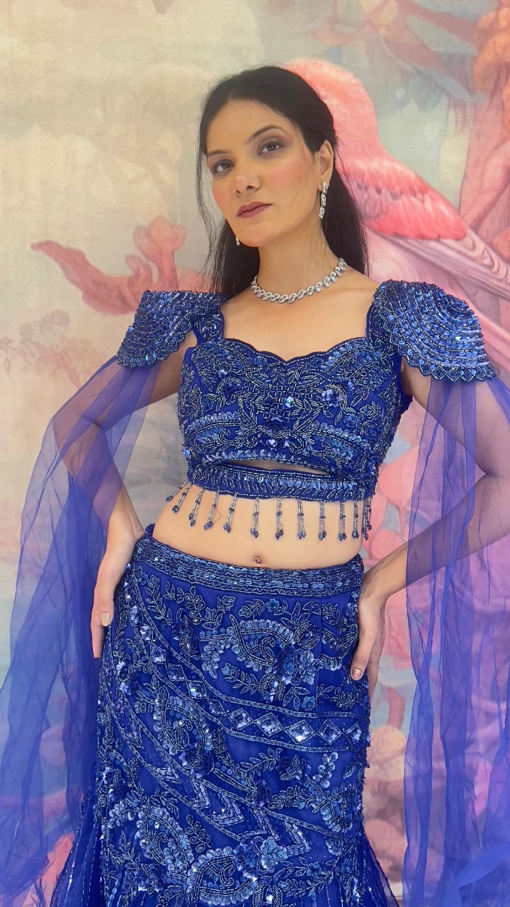 DESIGNER MERMAID FISH CUT LEHENGA