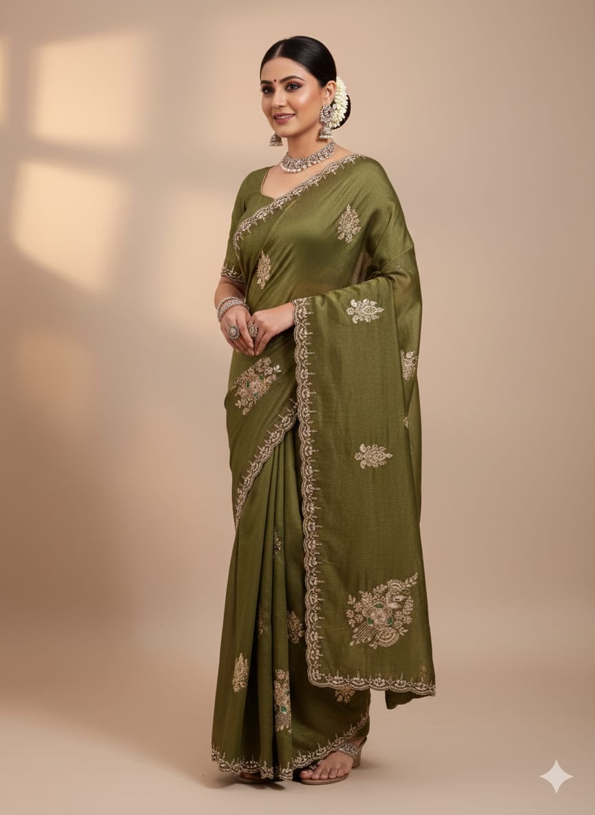 MEHENDI  HALDI FESTIVE FUNCTIONAL PARTY WEAR SAREE