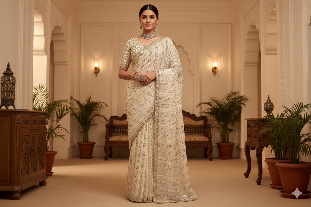 WEDDING RECEPTION FESTIVE OCCASSION PARTY WEAR SAREE