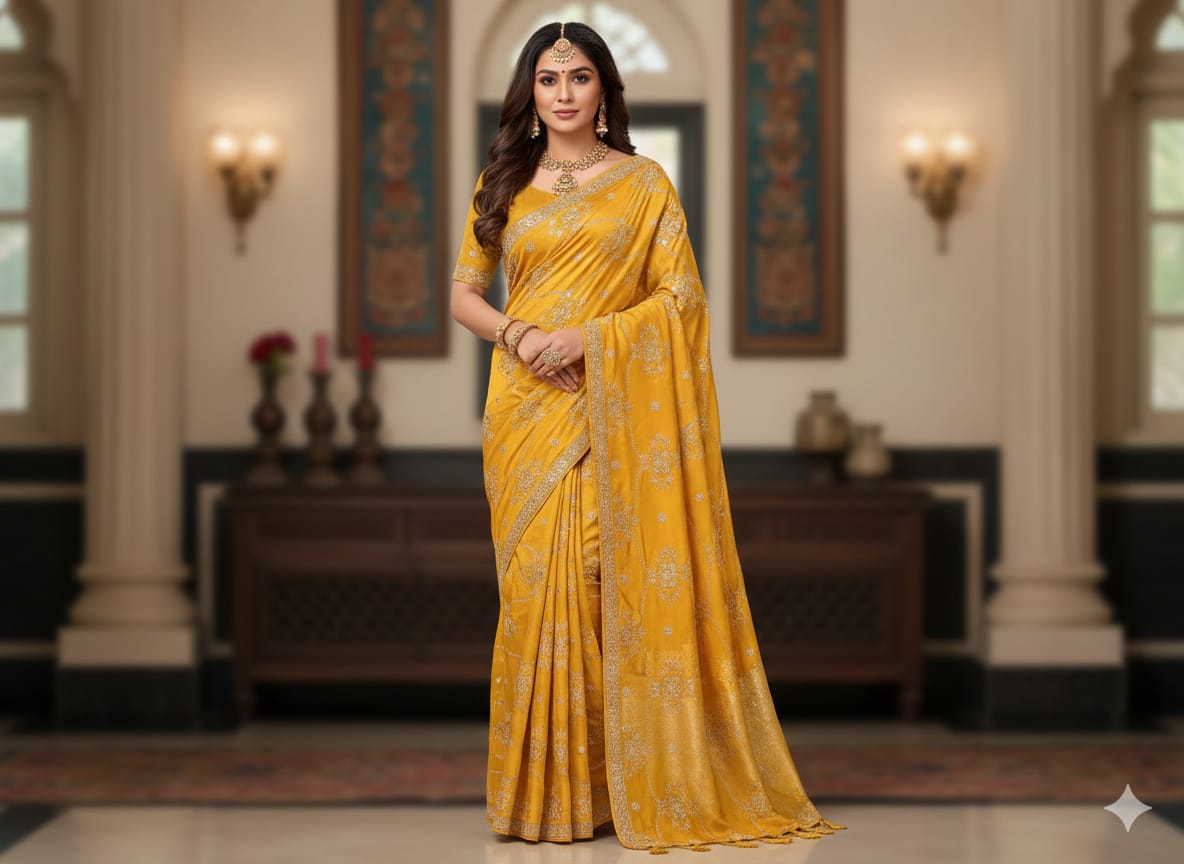 HALDI, MEHNDI FESTIVE OCCASSION PARTY WEAR SAREE