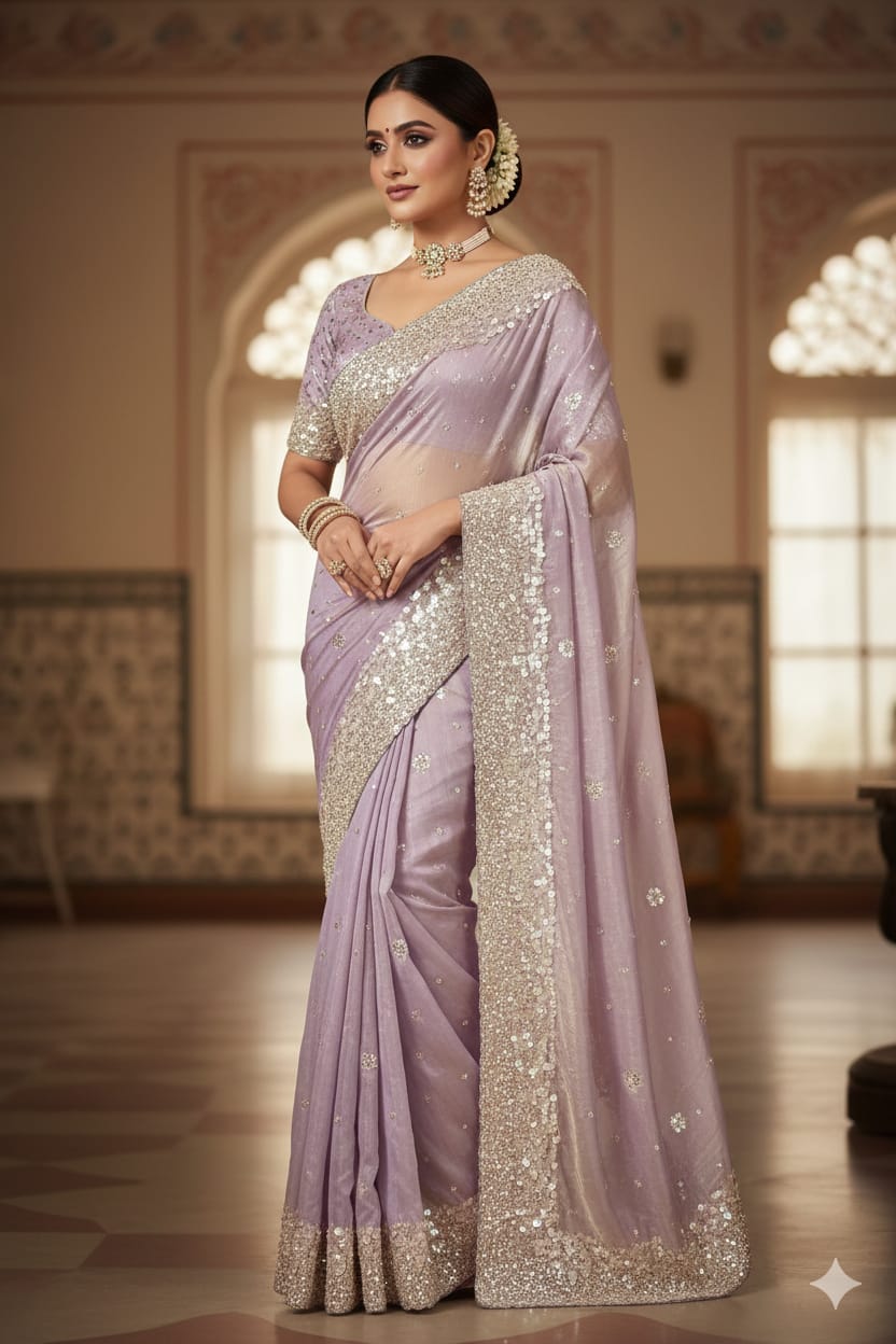 RECEPTION WEDDING FESTIVE OCCASSION PARTY WEAR SAREE