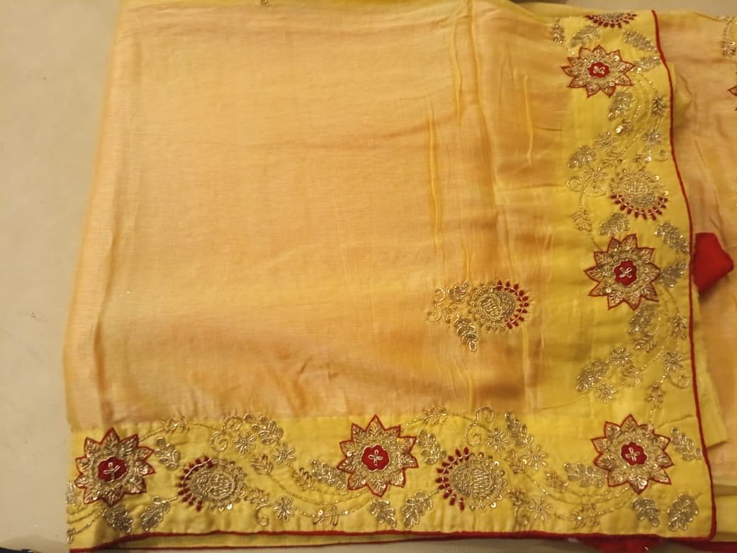 HALDI, MEHENDI EVENING PARTY WEAR DESIGNER SAREE