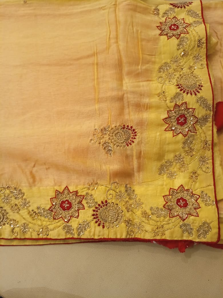 HALDI, MEHENDI EVENING PARTY WEAR DESIGNER SAREE