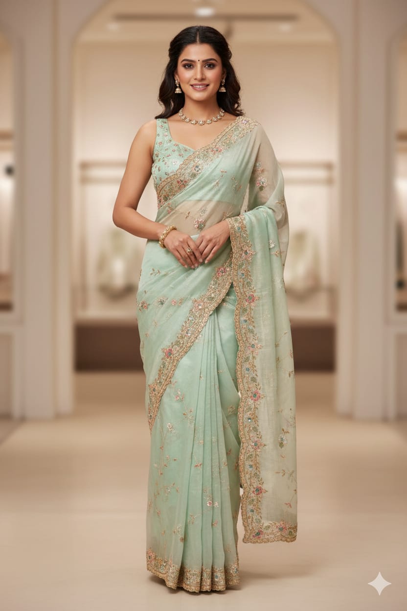 WEDDING, RECEPTION EVENING PARTY FUNCTIONAL WEAR DESIGNER SAREE
