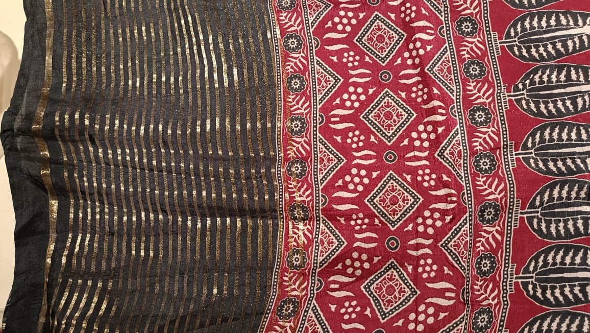 INDIAN AJRAK PRINT DESIGNER SAREE