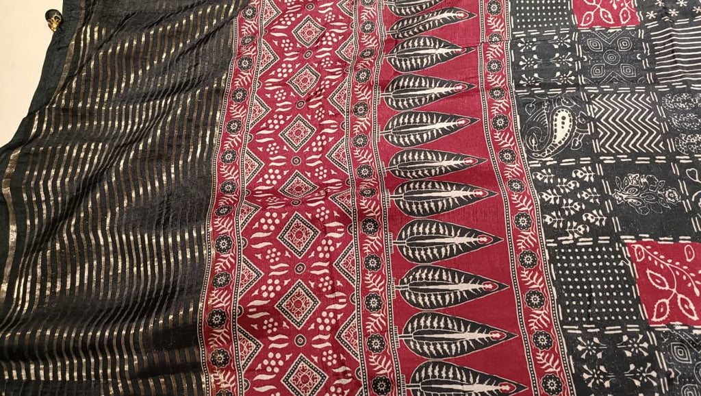 INDIAN AJRAK PRINT DESIGNER SAREE