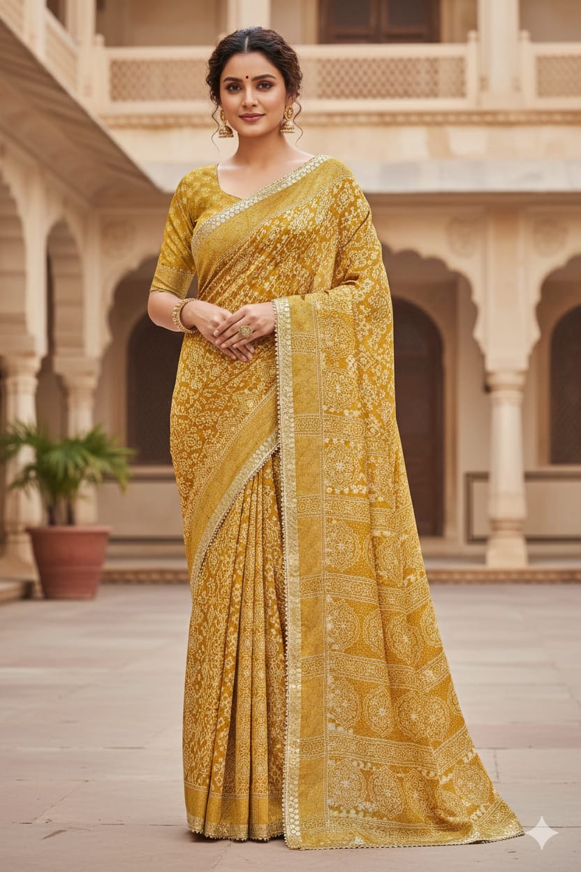 BANDANI PRINT ETHENIC WEAR SAREE