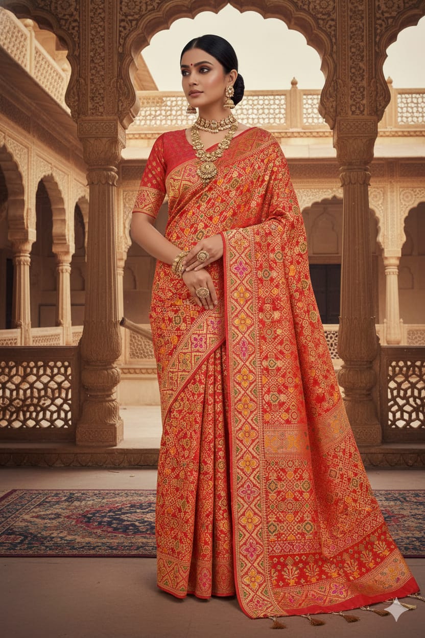 BANDHEJ  SILK RECEPTION FESTIVE OCCASSION SAREE