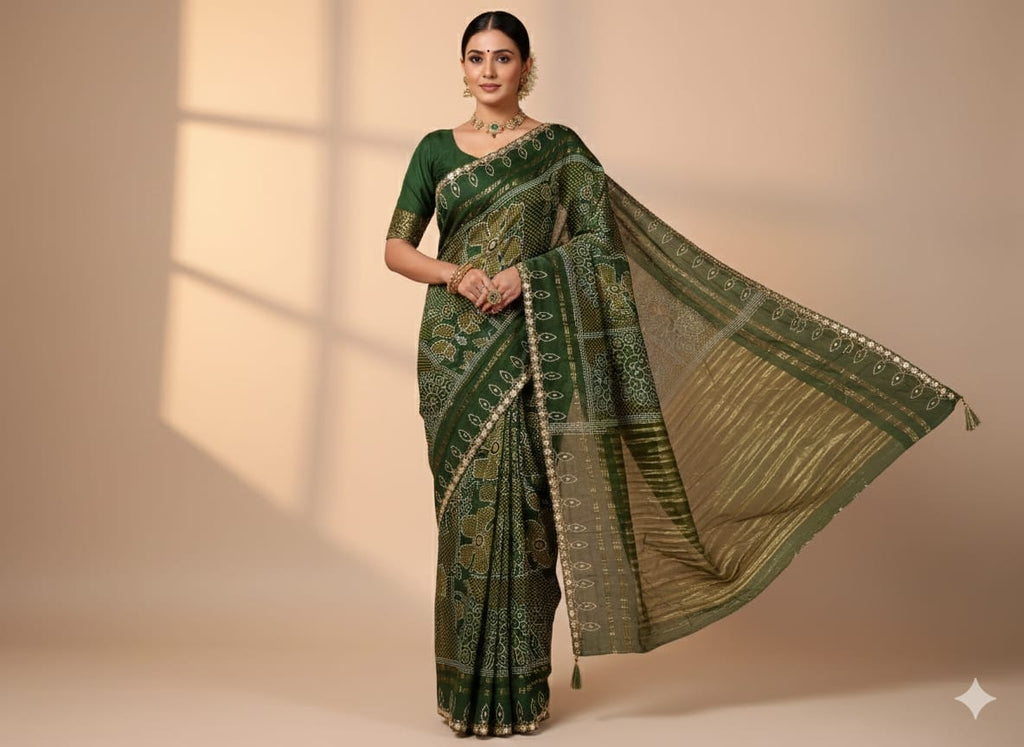 BANDANI PRINT PARTY WEAR SAREE