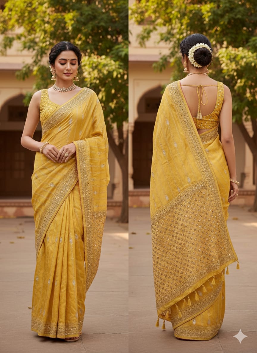 WEDDING,ENGAGEMENT RECEPTION LOOK PARTY WEAR SAREE