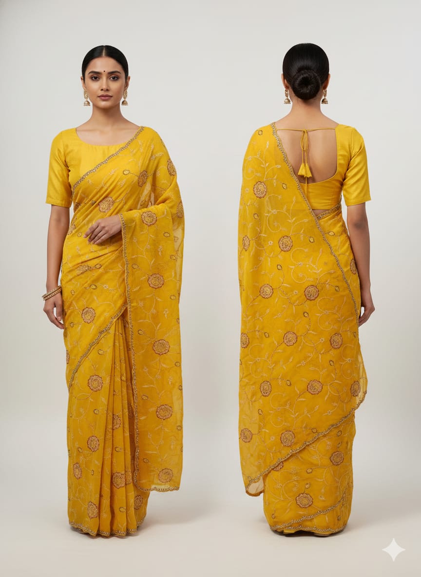 HALDI,FUNCTIONAL WEAR SAREE