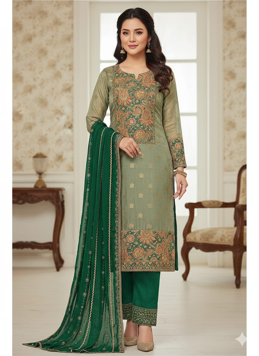 FLORAL PRINT ETHENIC FESTIVE DRESS MATERIAL