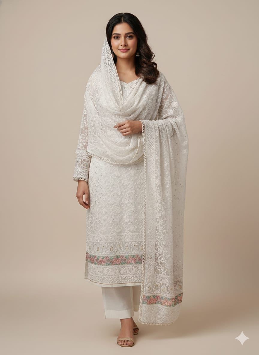 LAKHNAVI THREAD WORK DRESS MATERIAL