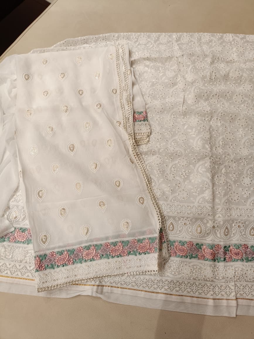 LAKHNAVI THREAD WORK DRESS MATERIAL