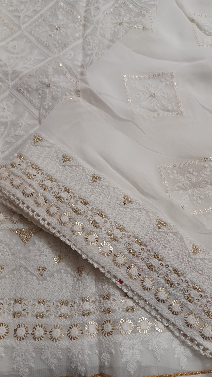 LAKHNAVI THREAD WORK DRESS  MATERIAL