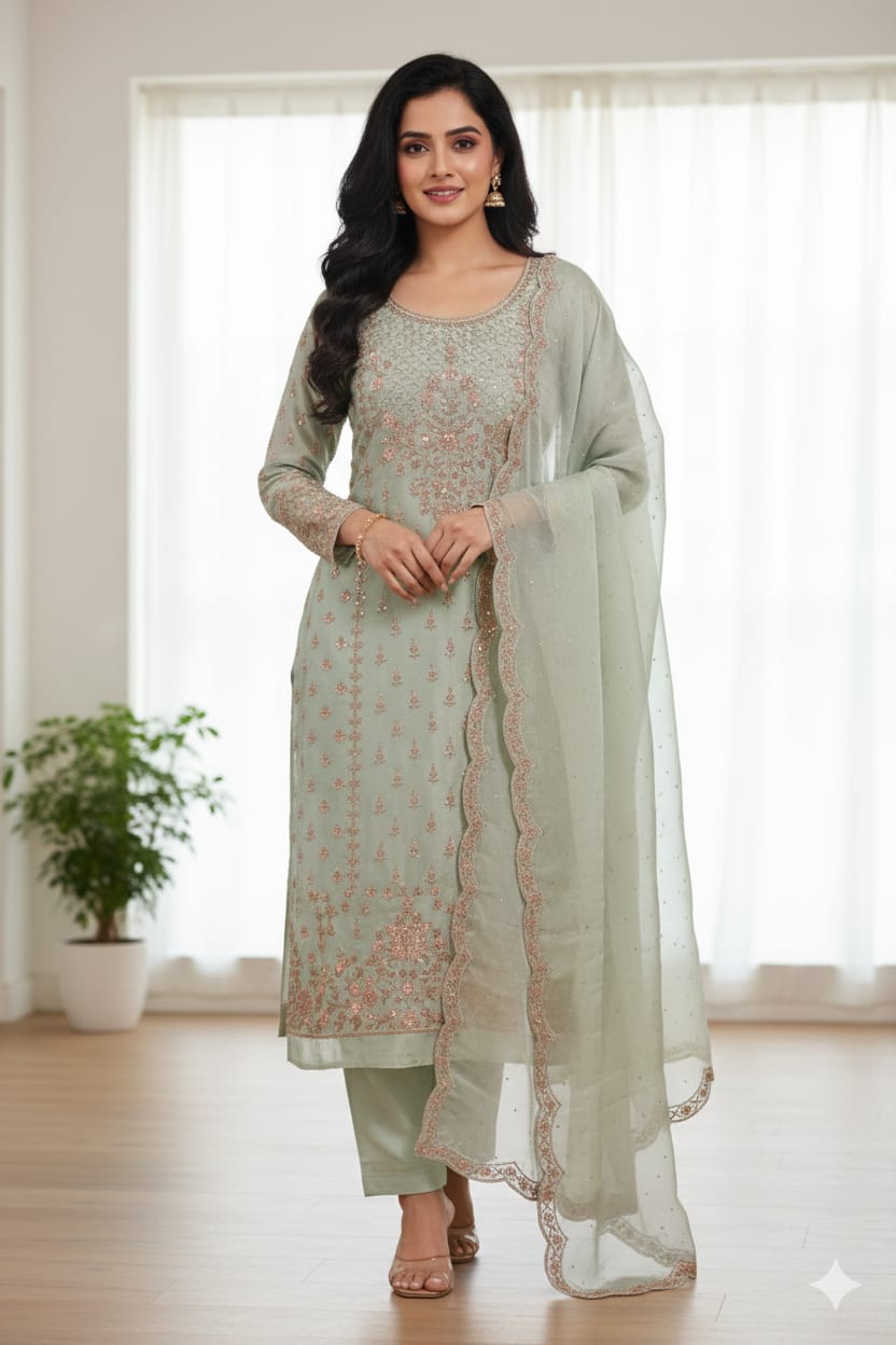 WEDDING,RECEPTION PARTY WEAR DRESS MATERIAL