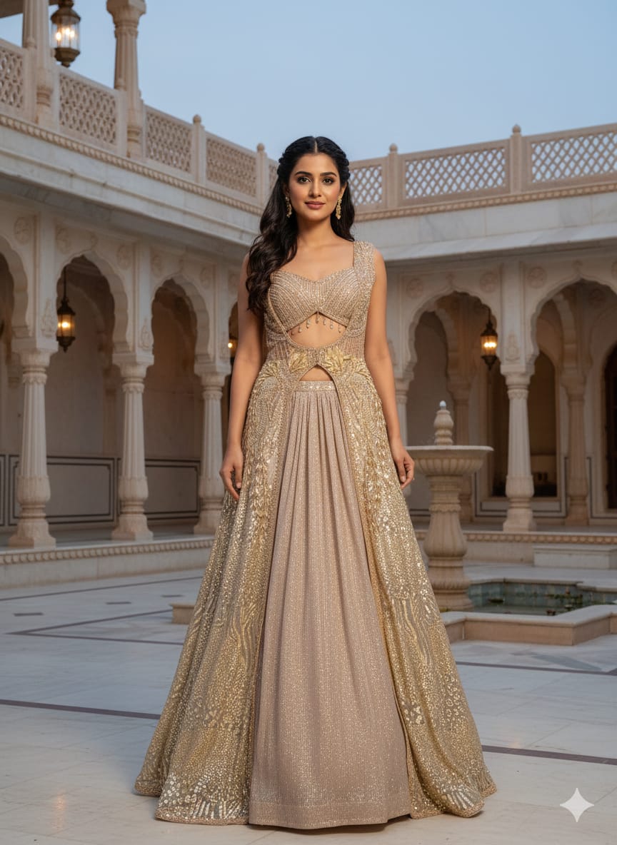 ENGAGEMENT,RECEPTION WESTERN LEHENGA STYLE PARTY WEAR