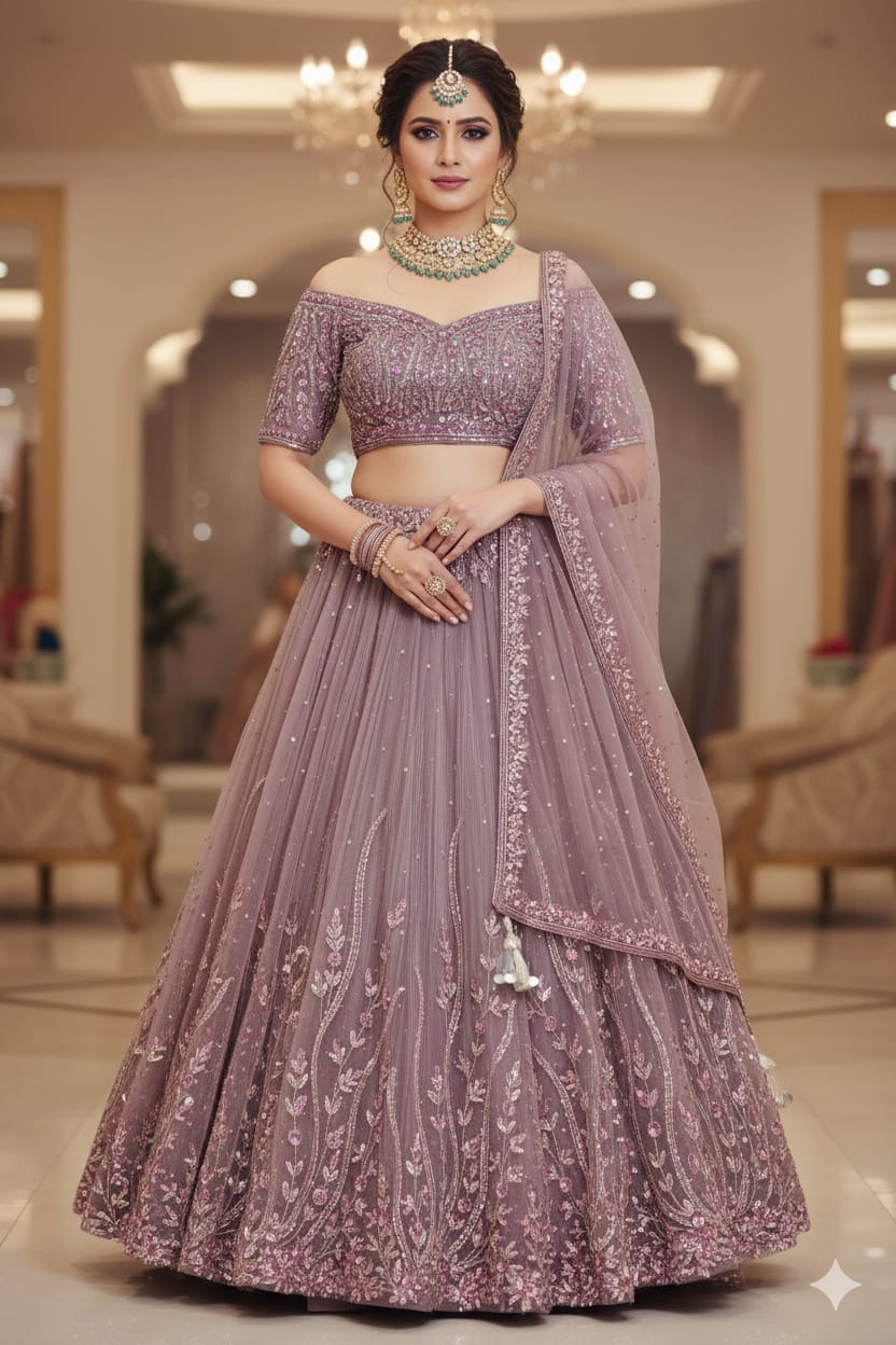ENGAGEMENT,WEDDING RECEPTION FUNCTIONAL WEAR BRIDAL LEHENGA