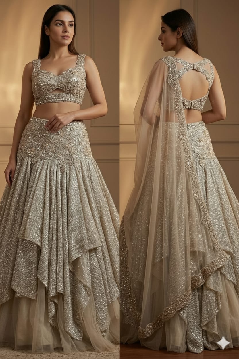 WEDDING,RECEPTION,FUNCTIONAL WEAR WESTERN LEHENGA