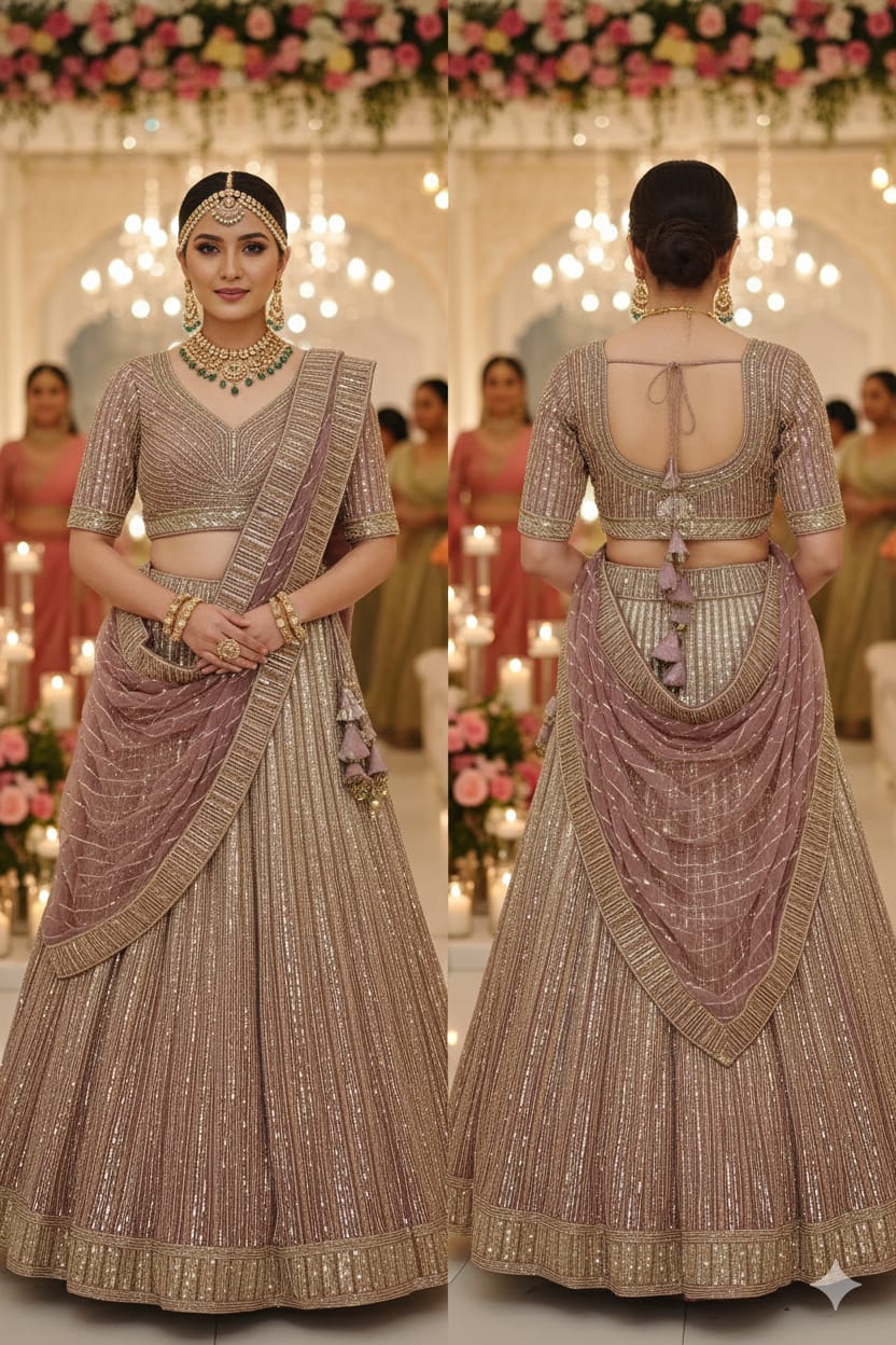 WEDDING,RECEPTION PARTY WEAR BRIDAL LEHENGA CHOLI